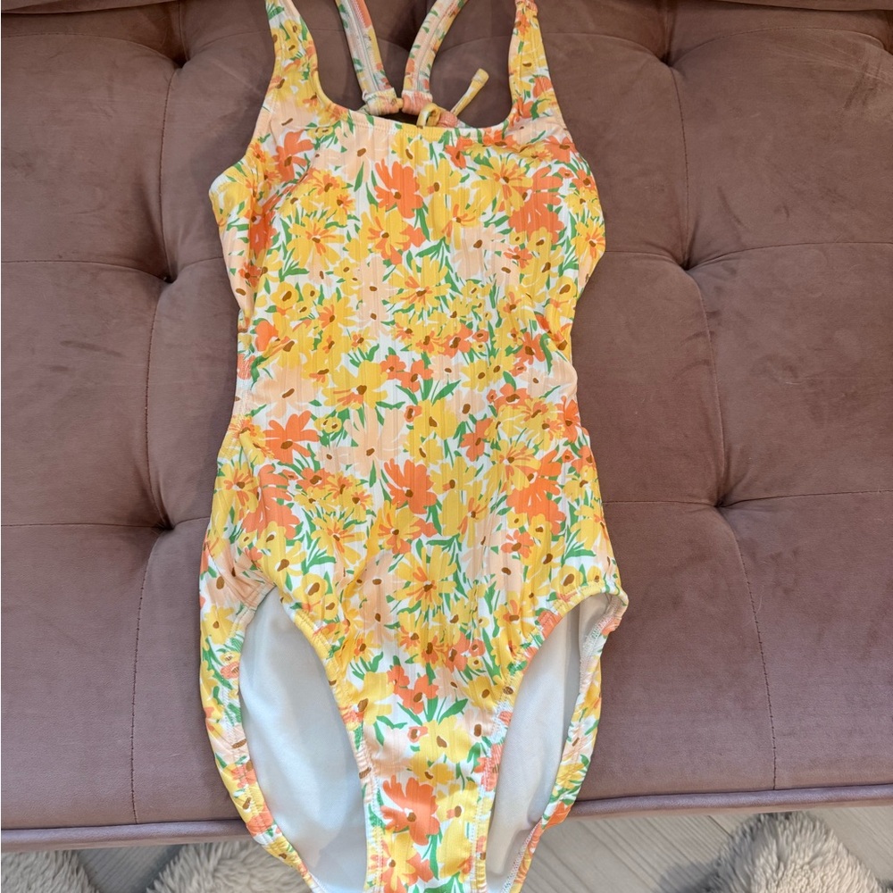 Art Class Floral Swimwear with Orange and Yellow